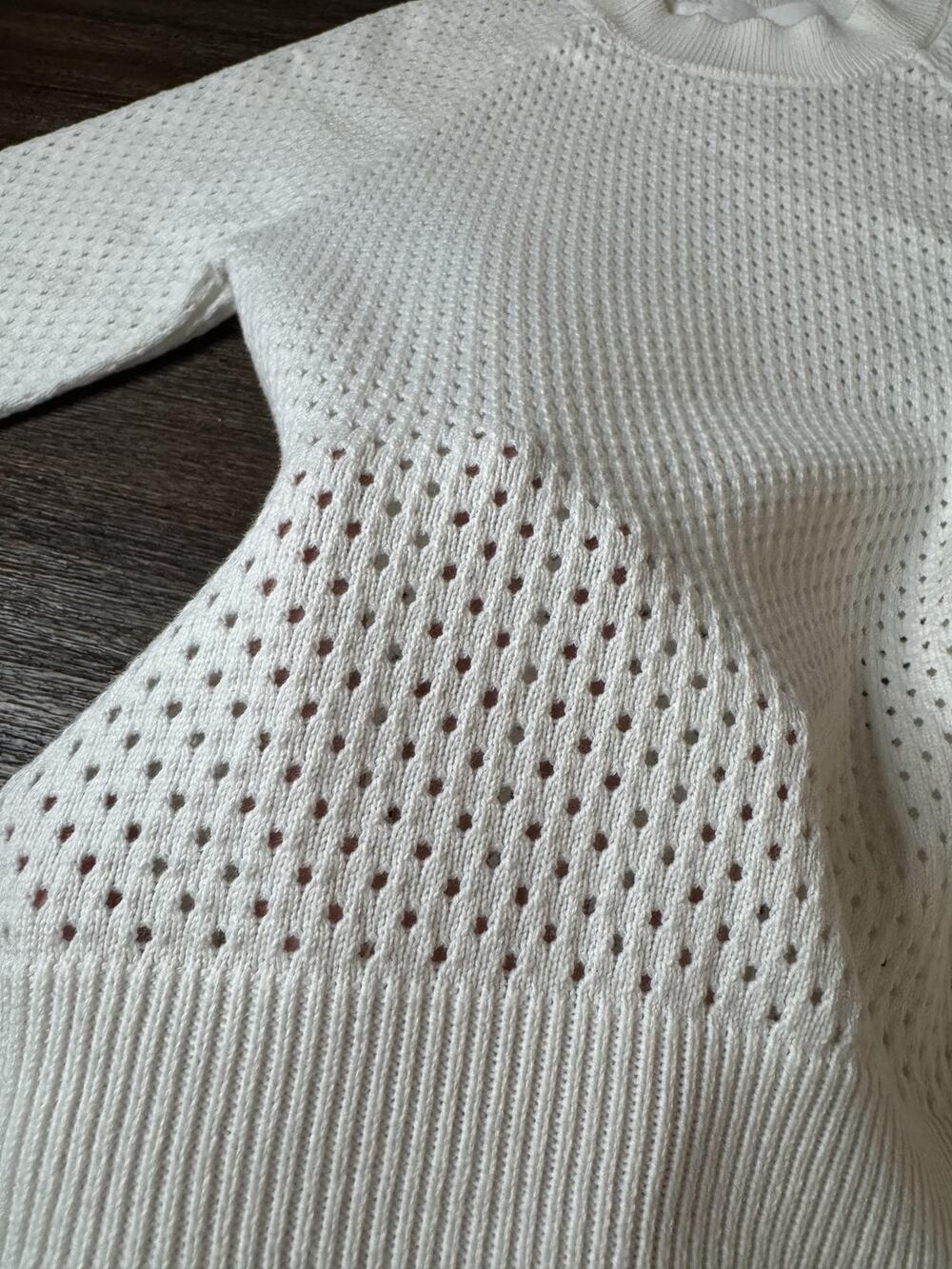 SIX FIFTY Pointelle Sweater Womens XS White Neutral Cotton Pullover
